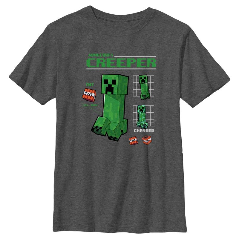 Boy's Minecraft Creeper Graph Charged T-Shirt, 1 of 6