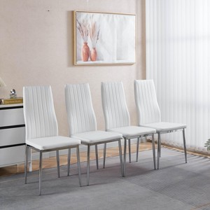 APRILSOUL27.4"chair set of 4,CHROME COLOR LEG,WHITE SEAT - 1 of 4