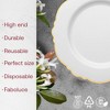 Smarty Had A Party 7.5" White w/ Gold Rim Blossom Plastic Salad Plates - 120 pcs - 4 of 4