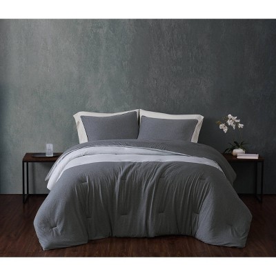 Twin XL 2pc Color Block 100% Cotton Jersey Comforter Set Gray - Sean John