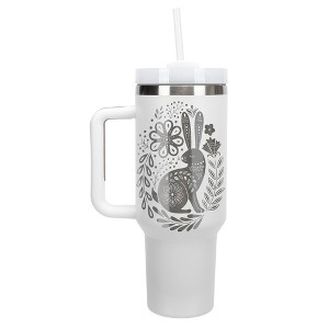 Elanze Designs Woodland Bunny Rabbit Flower Garden 40 oz. Stainless Steel, Large Water Bottle Coffee Mug, Spill & Leak Resistant, Thermal Travel - 1 of 1