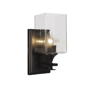 Toltec Lighting Uptowne 1 - Light Sconce in  Dark Granite with 4" Square Clear Bubble Shade - 1 of 1