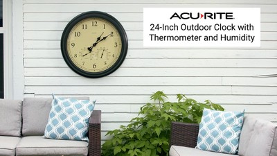 AcuRite Analog Wireless Outdoor Faux Slate Thermometer with Clock in the  Thermometer Clocks department at