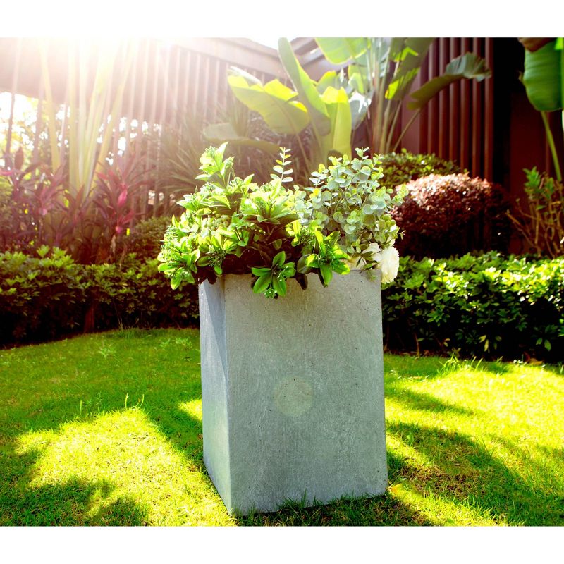 Rosemead Home &#38; Garden, Inc. 8&#34; Wide Kante Lightweight Tall Square Concrete Outdoor Planter Pot Slate Gray, 5 of 7