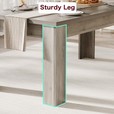 63" Gray MDF Rectangular Farmhouse Dining Table for 4-6