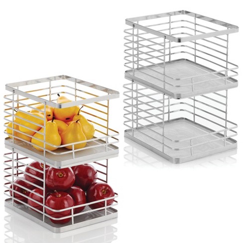 Mdesign Stackable Food Organizer Storage Basket, Open Front - 2 Pack, Matte  White : Target