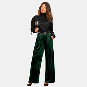 Women's Luxurious Velvet Wide-Leg Pants for Sophisticated Evenings - Cupshe - 1 of 4