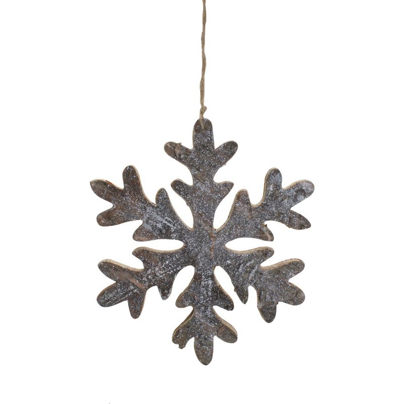 Northlight Wooden Snowflake Christmas Ornament - 10" - Silver and Gold, 1 of 4