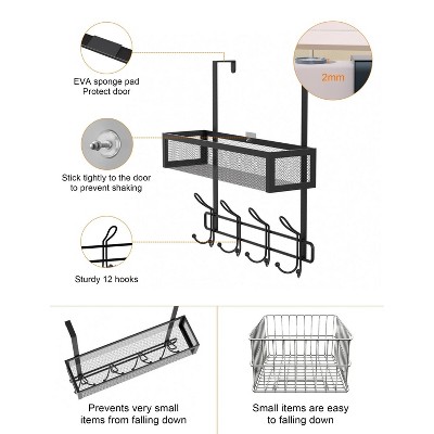 LunaLulinlk Over The Door Hooks Organizer Storage - Over The Door Hanger for Coat Rack with 12 Hooks，Over Door Storage