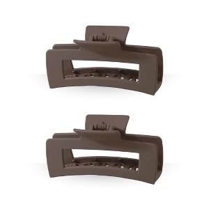 LA Glam Co. Nude 4" Rectangle Claw Clips - All Hair - 2-Pack - Dark Brown - 1 of 1
