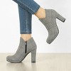 Allegra K Women's Round Toe Chunky Heeled Ankle Heel Boots - 2 of 4