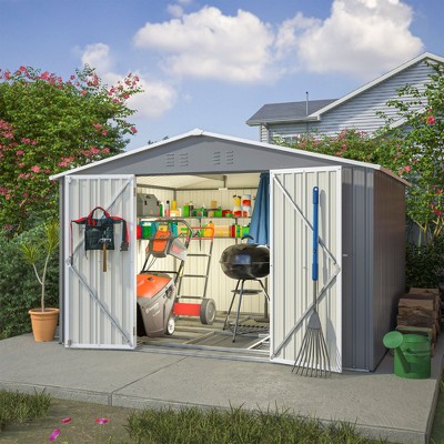 CAVINAS Outdoor Storage Shed with Lockable Doors Weatherproof Garden Shed for Garden, Lawn