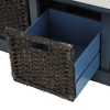 NicBex Shoe Rack Bench Shoe Storage Organizer Rustic Storage Bench with 3 Removable Rattan Basket for Entryway Bedroom, Blue - image 2 of 4