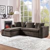 VYNXARIA 93.7" L-Shaped Upholstered Sectional Sofa with Wooden Storage Compartment, Brown - 3 of 4