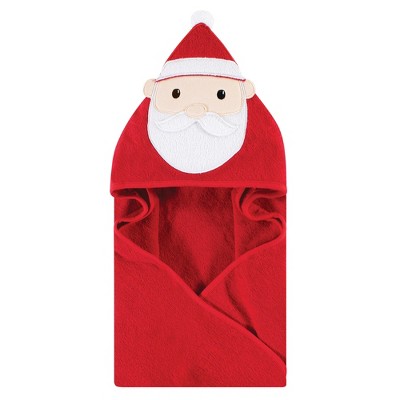 Hudson Baby Unisex Baby Cotton Animal Face Hooded Towel, Santa, One Size