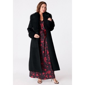 Roaman's Faux Fur Trimmed Wool Blend Coat - 1 of 3