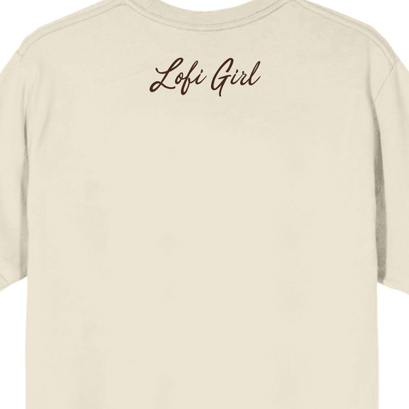 LOFI Girl Orange Cat Napping Crew Neck Short Sleeve Natural Men's T-shirt, 4 of 5