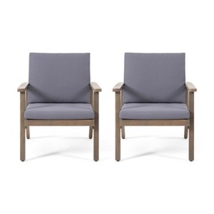 GDFStudio Avacyn Outdoor Acacia Wood Club Chairs with Cushions (Set of 2) - 1 of 4