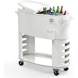 VINGLI Patio Cooler, 70 qt. Rolling Ice Chest on Wheels, Party Bar Drink Cooler Cart with Bottle Opener and Ice Scoop - 1 of 4