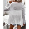 Womens Lightweight Crochet Cardigan Sweater Rib Knit Open Front Mesh Cardigan Sweater Coats - 2 of 4