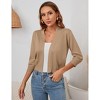 Clearlove Women's 3/4 Sleeve Open Front Cropped Cardigan Sweater Lightweight Knit Short Shrugs - 2 of 4