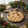 Christmas Acacia Wood Deviled Egg Platter, Deer Shaped 24-Hole Tray with Antler Handle & Reversible Design - 3 of 4