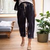Amaryllis Women's Velvet Drawstring Cropped Pants Luxurious Texture Relaxed Fit - 2 of 4