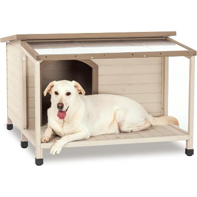 Dog House Outdoor Weatherproof with Open Roof and Terrace,Waterproof Indoor Dog Kennel Doghouse Shelter for Small to Medium Dogs