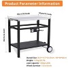 GustoWave 33"x20" Metal Grill Cart for Outside, Outdoor Grill Table with 2-Shelf, Easy-to-Clean, Versatile BBQ Table, Black - 2 of 4