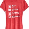 Women's - Instant Message - Eat Sleep Anime Repeat Short Sleeve Graphic T-Shirt - 2 of 4