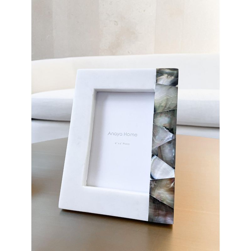 Grey Mother of Pearl White Marble Picture Frame - Anaya, 1 of 12