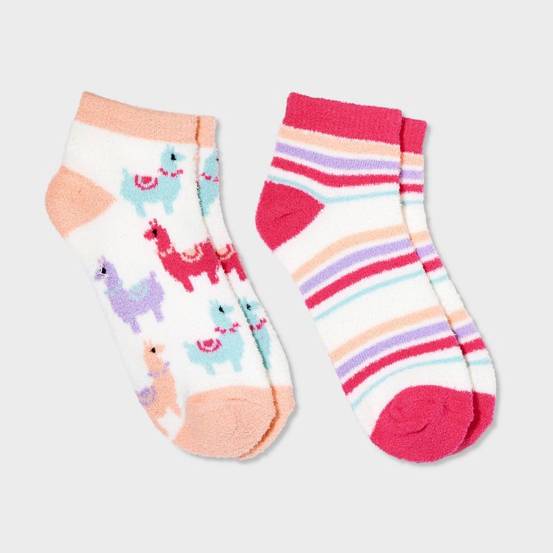 Women&#39;s 2pk Llama Cozy Low Cut Socks - Assorted Color 4-10, 1 of 4