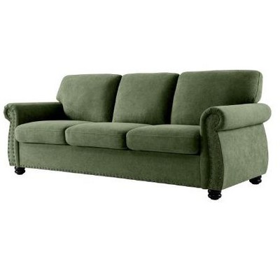 CAVINAS Upholstered 2 Seater Couch, Soft Velvet Loveseat  with High-Density Foam, Loose Back Cushions & Solid Wood Turned Legs