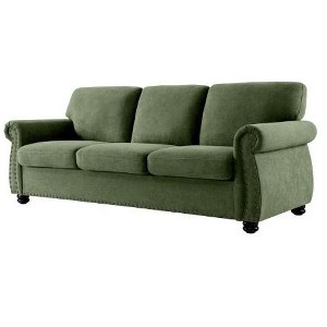 CAVINAS Upholstered 2 Seater Couch, Soft Velvet Loveseat  with High-Density Foam, Loose Back Cushions & Solid Wood Turned Legs - 1 of 4