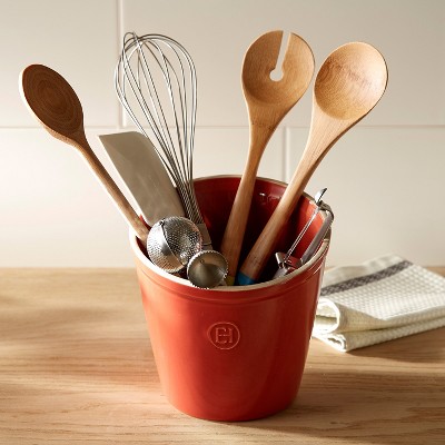 Burgundy Ceramic 5.5" Utensil Pot with Inclined Base
