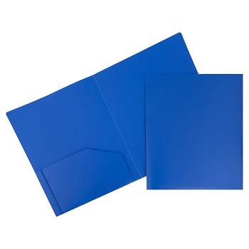 JAM 6pk 2 Pocket Heavy Duty Plastic Folders - Blue