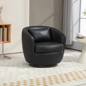 LOVMOR Upholstered Swivel Barrel Armchair with Storage Modern Living Room Side Chair for Bedroom/Office/Reading Spaces - 1 of 4