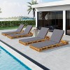 Christopher Knight Home Klayton Outdoor Acacia Wood Adjustable Chaise Lounge with Water-Resistant Cushion and Slatted Base (Set of 4) - 2 of 4