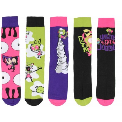 Invader Zim Socks Gir Adult Crew Socks For Men Women 5 Pairs