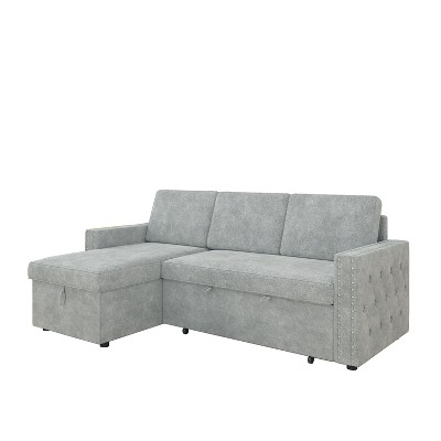 TiramisuBest 85 Inches Sofa Bed, Modular Sectional Sofa with Storage, Sideboard Buffet Style Design for Living Room