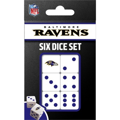 MasterPieces Officially Licensed NFL Baltimore Ravens - 6 Piece D6 Gaming Dice Set Ages 6 and Up