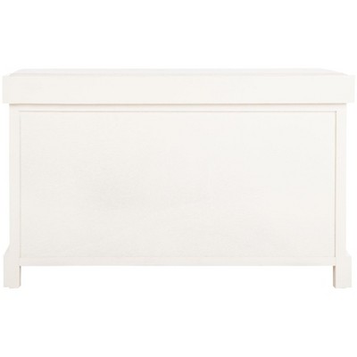 Freddy 34" White Pine Wicker Storage Bench with Linen Seat