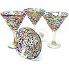 Dos Sueños Mexican Hand Blown  Modern Margarita Glasses - Confetti Rock Design - 12oz - Set of 4 - 3 of 4