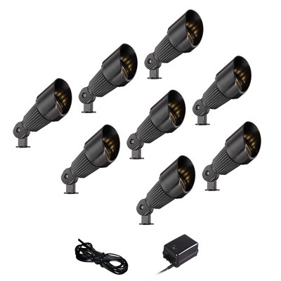 John Timberland Hooded Black 10-Piece LED Landscape Spot Light Set