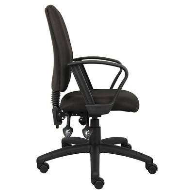 Adjustable Black Crepe Fabric Task Chair with Pneumatic Lift and Loop Arms
