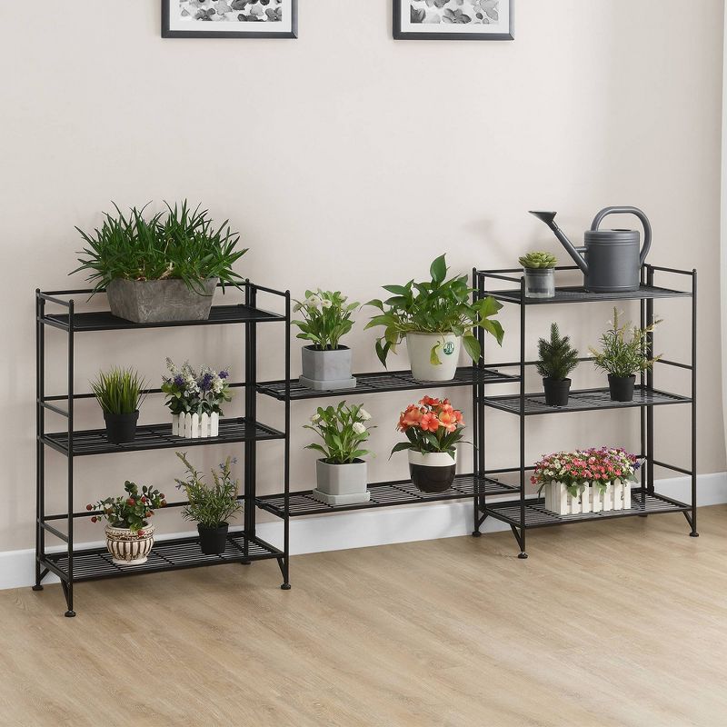 Breighton Home 32.5&#34; Extra Storage 3 Tier Wide Folding Metal Shelves with Set of 2 Deluxe Extension Shelves Black, 2 of 9