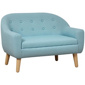 Qaba 2-Seat Kids Sofa Linen Fabric and Wooden Frame Sofa for Kids and Toddlers Ages 3-7, 11" High Seat - 1 of 4