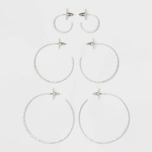 Trio Hoop Earrings - Universal Thread Light Silver, Women