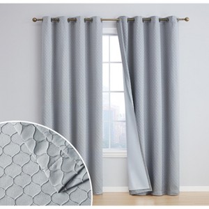 HLC.ME Siena 100% Full Blackout Thermal Insulated Double Layer Window Curtain Drapes Grommet Panels for Bedroom, Set of 2 - 1 of 4
