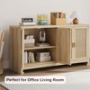 Rattan Buffet Cabinet - 4-Door Multifunctional Storage Sideboard with Shelf for Dining, Kitchen, Living Room, and Entryway (Natural Woven) - 4 of 4